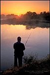 Picture: Fisherman at sunrise on the San Joaquin river, Great Valley Grasslands State Park, Merced County, Central Valley, California