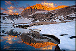 Photo: Alpenglow at sunrise on North Peak, Twenty Lakes Basin, Eastern Sierra, California