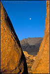 Photo: Moonset at sunrise over Basin Mountain, from the Buttermilk Region, near Bishop Eastern Sierra, California