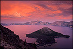 Photo: Alpenglow on storm clouds over Crater Lake, Crater Lake National Park, Oregon