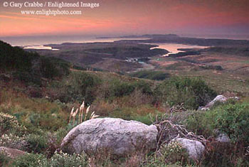 Dawn light over Drakes Estero from Mount Vision, Point Reyes National Seashore, Marin County, California