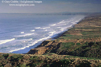 Waves breaking along South Beach, Point Reyes National Seashore, Marin County, California