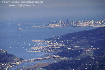 Overlooking Suasalito and San Francisco Bay from the summit of Mount Tamalpais, Mount Tamalpais State Park, Marin County, California