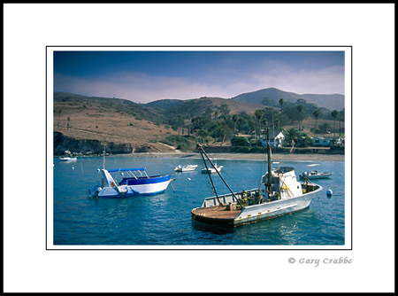 Boats anchored of Two Harbors, Catalina Island, Southern California Coast