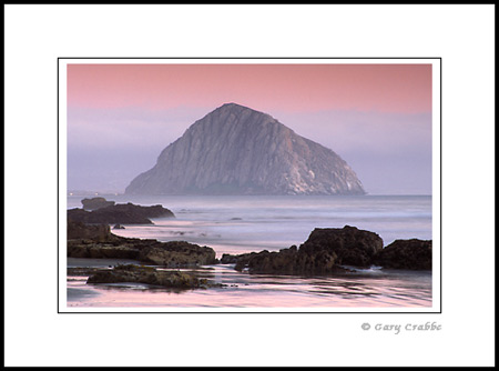 Twilight over Morro Rock, from Morro Strand State Beach, Central Coast, California