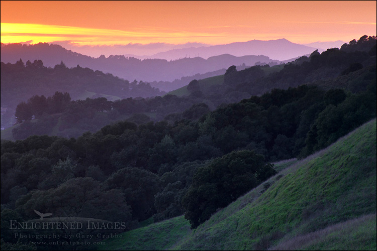 Photo: Stormy sunset over oak covered hills in Briones Park, Lafayette, Contra Costa County, California