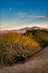 picture: Moon over Mount Diablo at sunset as seen from Briones Regional Park, Contra Costa County, California