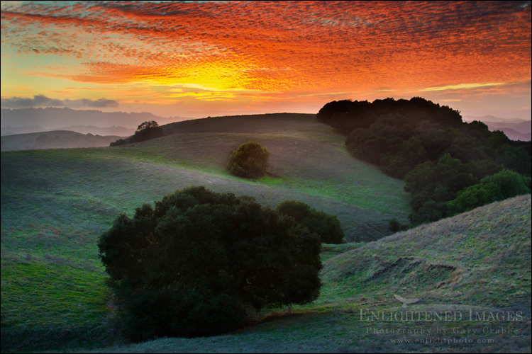 Photo: Sunset light on clouds over hills in Briones Regional Park, Contra Costa County, California