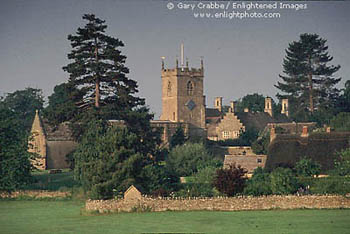 Morning light on small village in the Cotswolds Region, Oxfordshire, England