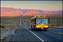 Picture: The long road to a higher education; school bus in the desert, California