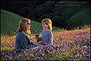 Picture: Mother and Daughter in field of flowers, Marin County, California