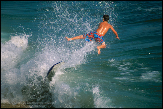Picture: Taking flight while skimboarding, Newport Beach, California