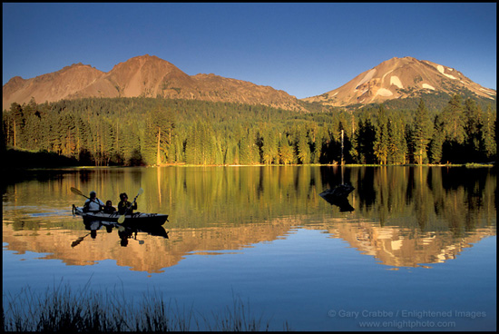 Picture: Family Kayaking in Manzanita Lake, Lassen Volcanic National Park, California