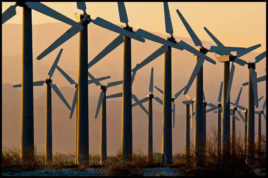 Picture: Desert Wind Turbines at sunrise, Palm Springs, California