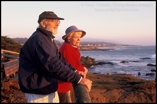 Picture: Couple enjoying a relaxing moment looking over the ocean, Cambria, on the Central Coast, California