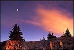 Photo: Moon and cloud at sunset over trees, Crater Lake National Park, Oregon