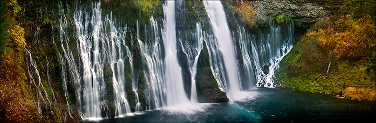 Panoramic Photo: Burney Falls in autumn, McArthur-Burney Falls Memorial State Park, Shasta County, California