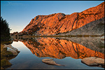 Picture: Sunset light on Fletcher Peak from Vogelsang Lake, Yosemite National Park, California