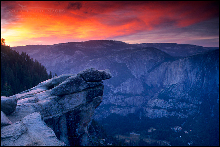 Photo: Sunset light on clouds above Yosemite Valley, at Glacier Point, Yosemite National Park, California