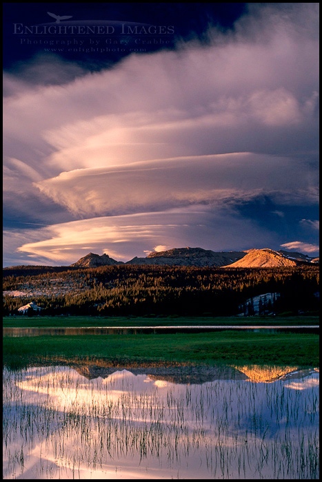 Photo: Lenticular cloud at sunset over Ragged Peak and Toulumne Meadows, Tioga Pass Road, Yosemite National Park, California