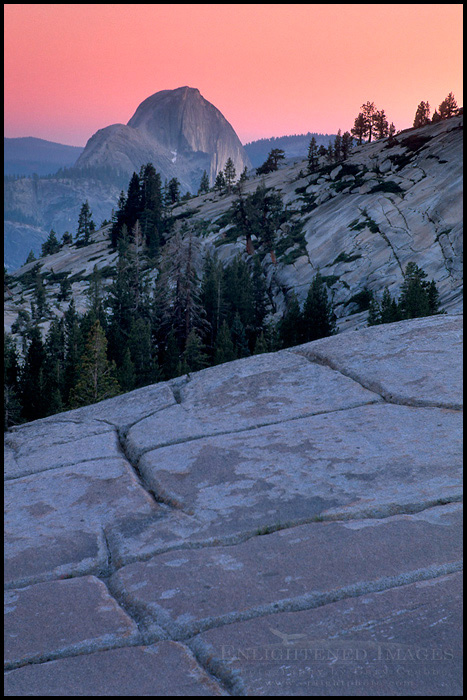 Picture: Evening light and pink sky over Half Dome from Olmsted Point, Yosemite National Park, California