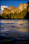 Picture: Bridalveil Fall over the Merced River in spring, from Valley View, Yosemite Valley, Yosemite National Park, California