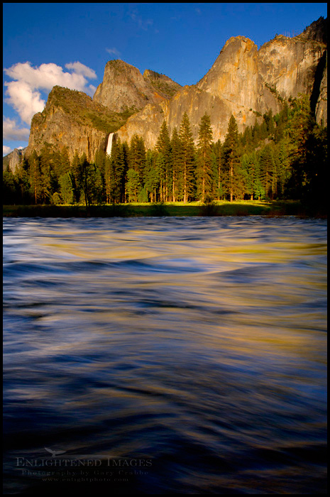 Picture: Bridalveil Fall over the Merced River in spring, from Valley View, Yosemite Valley, Yosemite National Park, California