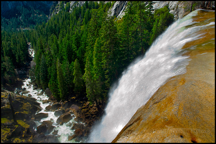 Photo: Overlooking the edge of Vernal Fall waterfall along the Merced River, Yosemite National Park, California