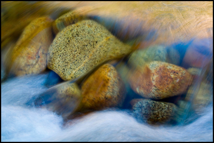 Picture: Granite rocks under flowing water in the Merced River, Yosmite Valley, Yosemite National Park, California