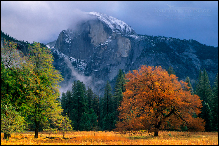 Picture: Clearing fall storm over Half Dome from Cooks Meadow, Yosemite Valley, Yosemite National Park, California