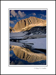 Picture: North Peak reflected in alpine lake at sunrise near Yosemite National Park, California
