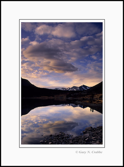 Photo: Sunrise and clouds over Ellery Lake, near Tioga Pass and Yosemite National Park, California