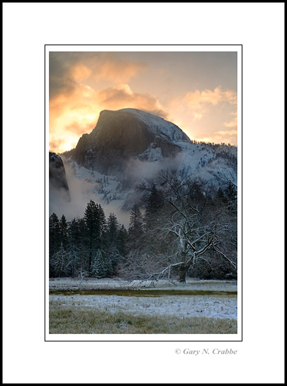 Picture: Sunrise light over Half Dome after a Spring snow storm, Yosemite Valley, Yosemite National Park, California