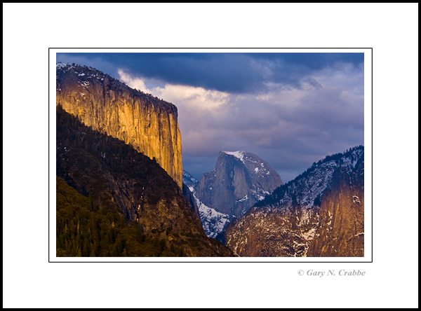 Photo: Storm clouds and sunset light on El Capitan and Half Dome, Yosemite National Park, California