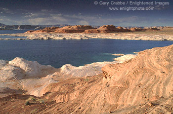 Afternoon light over sandstone at Lake Powell, near Page, Arizona