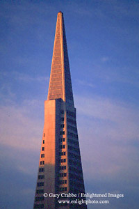 First light on the TransAmerica Pyramid, downtown San Francisco, California