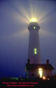 Pigeon Point Lighthouse in fog, San Mateo Coast, California