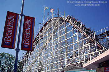 Giant Dipper wooden Rollercoaster, Santa Cruz Beach Boardwalk, Santa Cruz, California