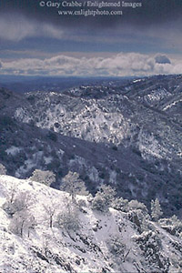 Spring snowfall at the summit of Mount Hamilton, Santa Clara County, California