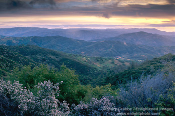 Stormy sunrise over the rugged hills of Santa Clara County, from Mount Hamilton, California