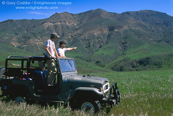 Photo: Looking for damage caused by wild pigs, Santa Cruz ISland, Channel Islands, Southern California Coast