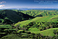 Rolling green hills is spring looking out to the coast, near Cambria, Central Coast, California
