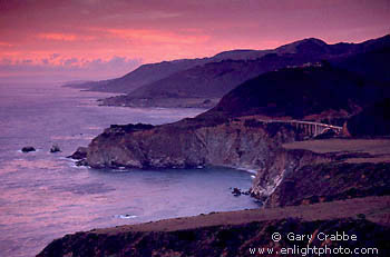 Sunset over the Pacific Ocean near Bixby Creek, Big Sur Coast, California