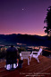 Evening over vineyards from patio deck, Galante Vineyards, above Carmel Valley, Monterey County, California