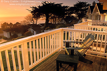 Golden sunset from deck of the Little River Inn, Mendocino Coast, California