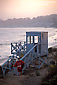 Lifegaurd shack on beach at Malibu, Los Angeles County, Southern California Coast