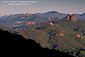 Rugged hills and ridges in the Santa Monica Mountains above Malibu, along the Pacific Coast, Los Angeles County, California