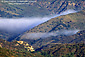 Finger of coastal fog in the Santa Monica Mountains above Malibu, Los Angeles County, California