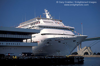 Luxury Cruise ship ocean liner docked at the Port of Los Angeles, San Pedro, Southern California Coast