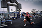 Body Builder exercise workout at outdoor gym, Muscle Beach, at Venice Beach, Los Angeles County, Southern California Coast